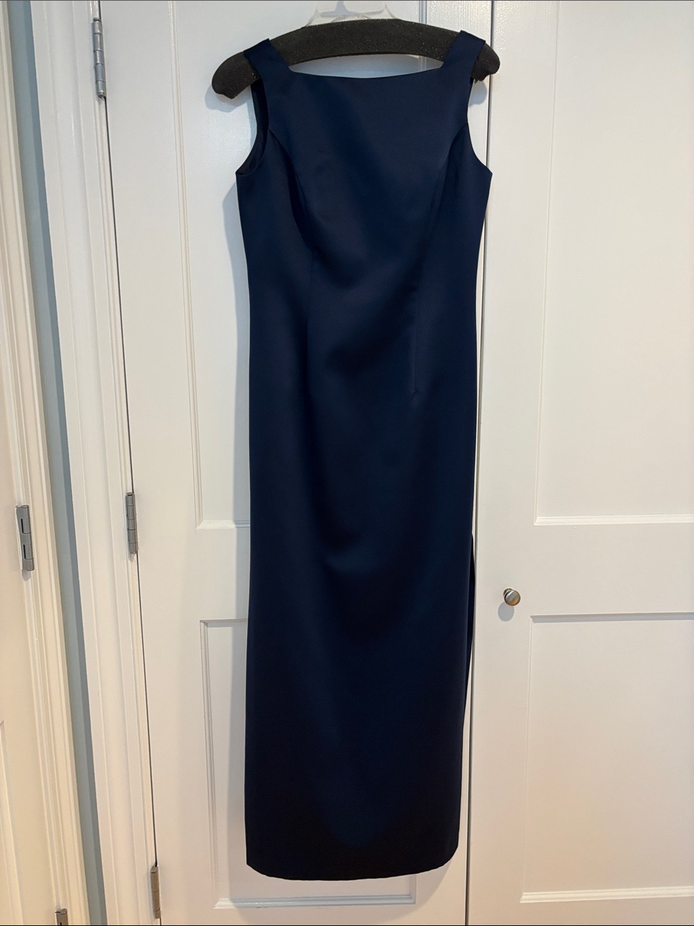 ABS Evening by Allen Schwartz Navy Satin Column Gown